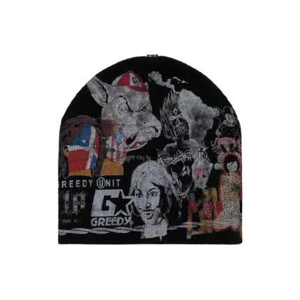 Greedy Unit All Over Print Beanie Black (1)