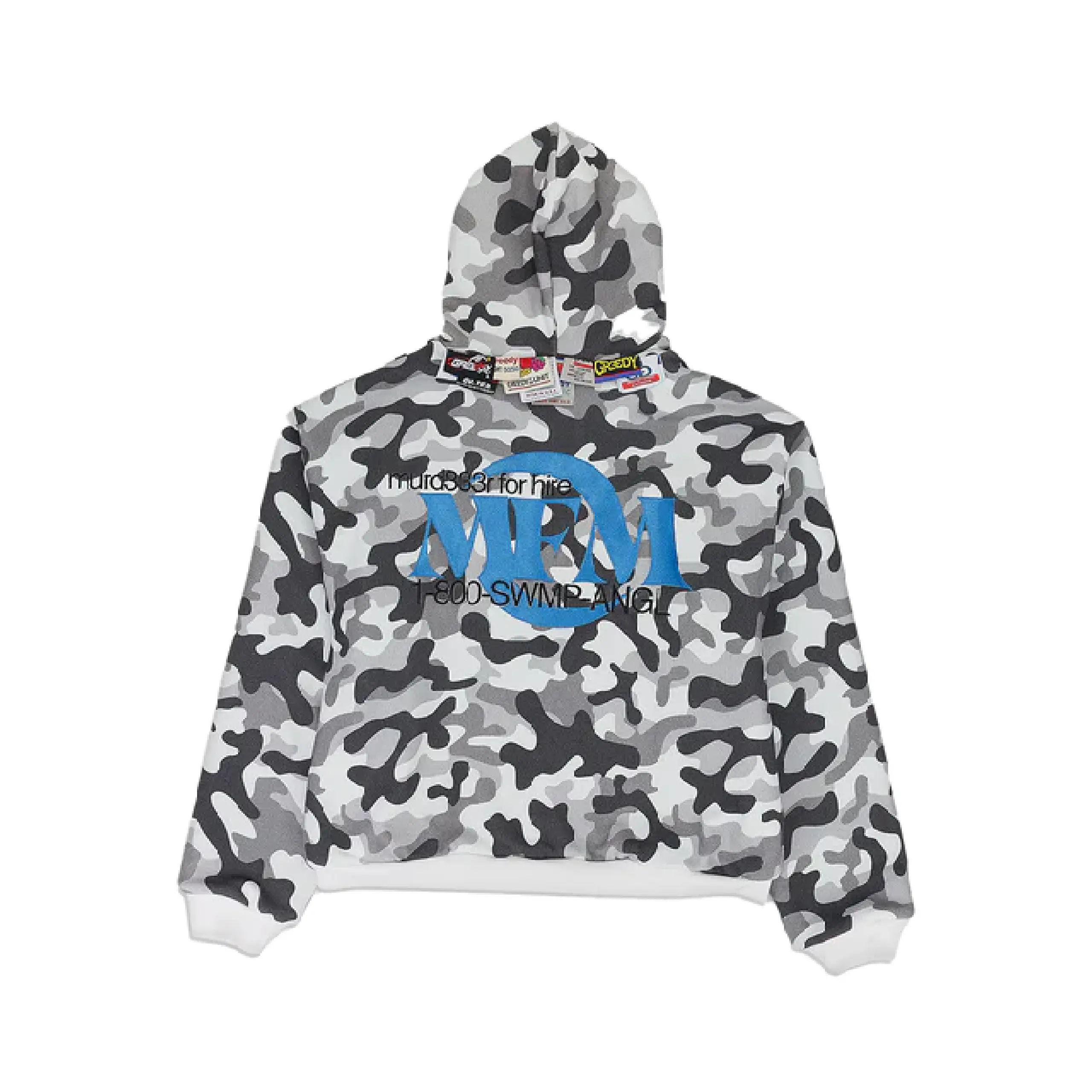 Greedy Unit Camo Double Layered Hoodie Grey